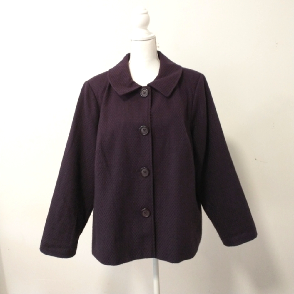 Briggs new York plum purple button up coat 20W